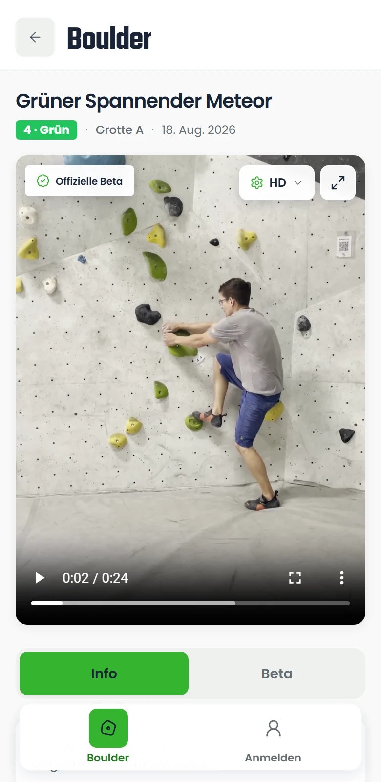 Beta-Video eines Boulders in der Kletterwelt Sauerland.